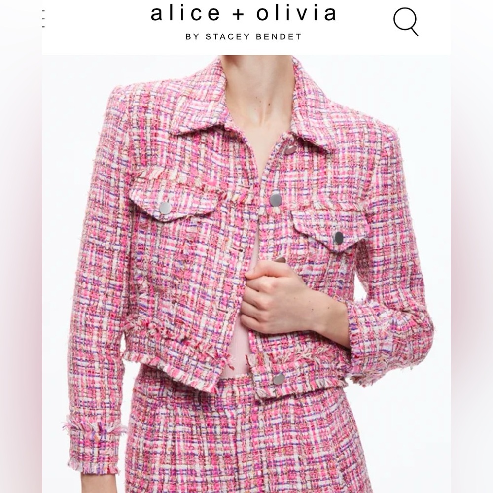 ALICE + OLIVIA CHLOE TWEED CROPPED JACKET